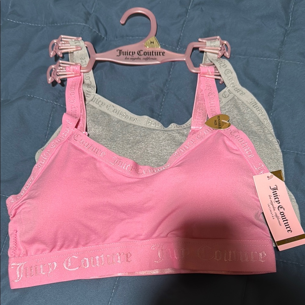 Women’s Juicy Couture Pink and Gray Bralette Set